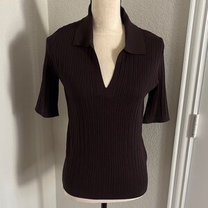 Madewell The Signature Knit Johnny-Collar Sweater in Espresso ☕️